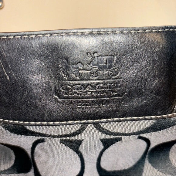 Vintage Coach 12657 Black Signature Jacquard Zoe Hobo Shoulder Bag - Picture 2 of 12